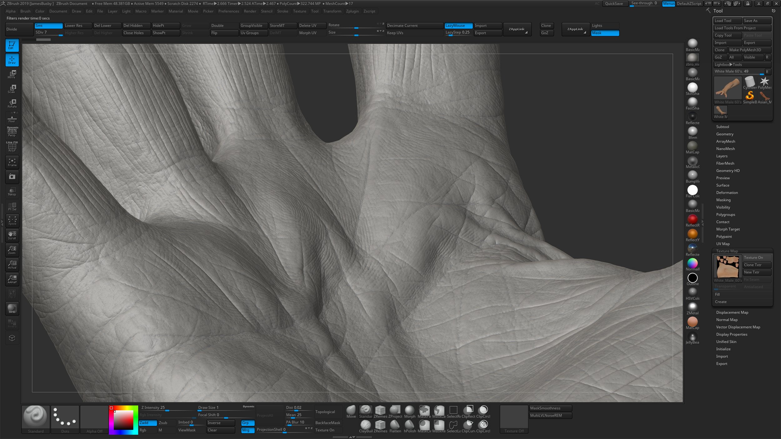 Hand Details 3D Model Zbrush UV mapped